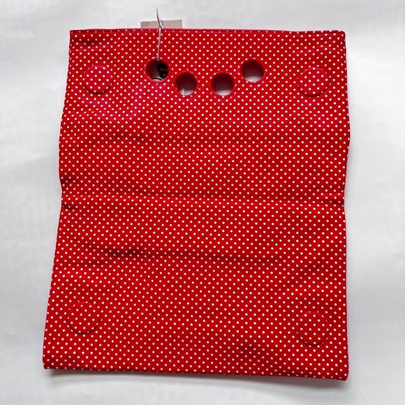 Missco Girl Vegan Leather Clutch Finger Grip Bag / Purse Red White Polka Dot New - Picture 2 of 4